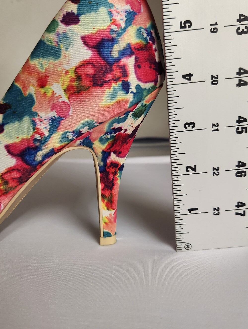 ⭐️Christian Siriano Floral Watercolor Peep Toe Stiletto Heels Pumps Vibrant 9.5 - Picture 14 of 16